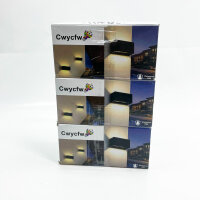 Cwycfw 24W LED Wandleuchte Schwarz, Innen/Außen, IP65, wasserdicht, einstellbarer Lichtstrahl, 4000K natürlich weiß, 3 Stück