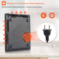 Induktionskochfeld WQ-8010, 1 Platte, 2100W, 28cm, tragbar, 9 Heizstufen, 8h-Timer, Touch-Steuerung, Booster, Schwarz