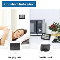 Mini Thermometer Hygrometer, Innen, digitales LCD Messgerät für Raumtemperatur und Luftfeuchtigkeit, schwarz