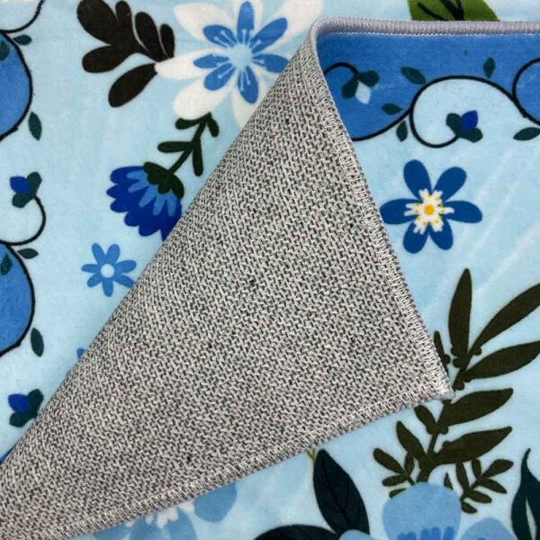 WTHYGB Carpet Runner 80x200cm Modern Non-Slip Washable Floral Design for Hallway Kitchen Bedroom Living Room Blue