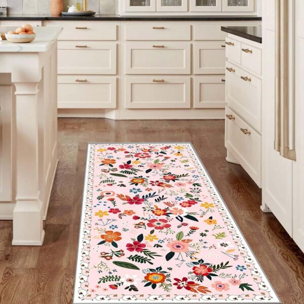 WTHYGB Carpet Runner 120x180cm Modern Flowers Non-Slip Washable for Hallway Kitchen Corridor Bedroom Living Room