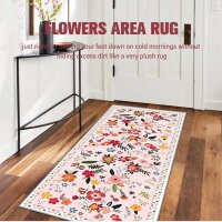 WTHYGB Carpet Runner 120x180cm Modern Flowers Non-Slip Washable for Hallway Kitchen Corridor Bedroom Living Room