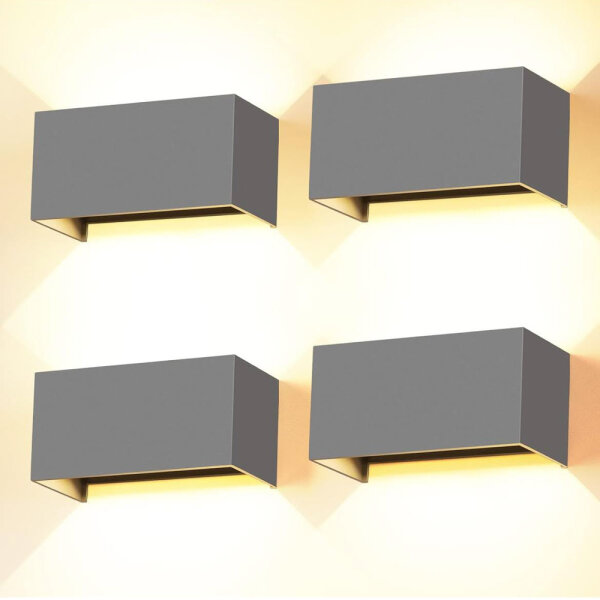 Cwycfw 24W LED Wall Lights, Indoor, Grey, 3 Pack, IP65, Warm White 3000K, Waterproof, Adjustable Light Beam