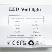 Cwycfw 24W LED Wall Lights, Indoor, Grey, 3 Pack, IP65, Warm White 3000K, Waterproof, Adjustable Light Beam