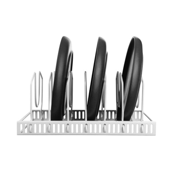 GRÄWE Edelstahl Topfdeckelhalter, Deckelhalter, für Topfdeckel, verstellbare Fächer, weiß