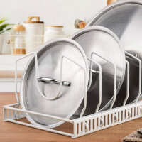 GRÄWE Edelstahl Topfdeckelhalter, Deckelhalter, für Topfdeckel, verstellbare Fächer, weiß