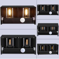 Kingwen 20W LED Wandleuchte IP65, Schwarz, Rechteckig, 4 Stück, 3000K, Bewegungsmelder, verstellbarer Abstrahlwinkel