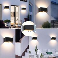 Kingwen 20W LED Wandleuchte IP65, Schwarz, Rechteckig, 4 Stück, 3000K, Bewegungsmelder, verstellbarer Abstrahlwinkel