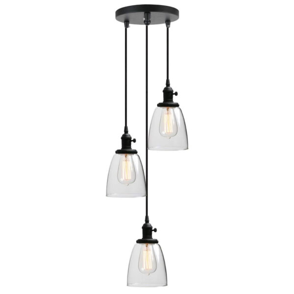 Phansthy 3 Flaming Pendant Light Modern Retro Hanging Lamp Black Loft Style Vintage Design