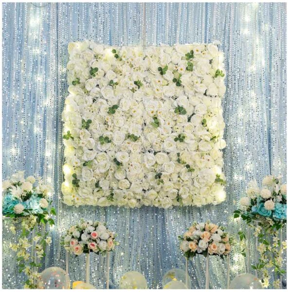 Inweder Blumen Wandpaneel 12 Stück Künstliche Blumen 40x60cm Seidenrose Wanddekoration für Hochzeit Babyparty