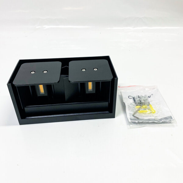 Cwycfw 24W LED Wandleuchte, Innen/Außen, 2 Stück, IP65, warmweiß 3000K, einstellbarer Lichtstrahl, schwarz, kratzfest