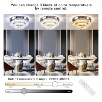 Cainjiazh 11.8" LED crystal ceiling light, dimmable, modern design, remote control, ideal for dining room and hallway.