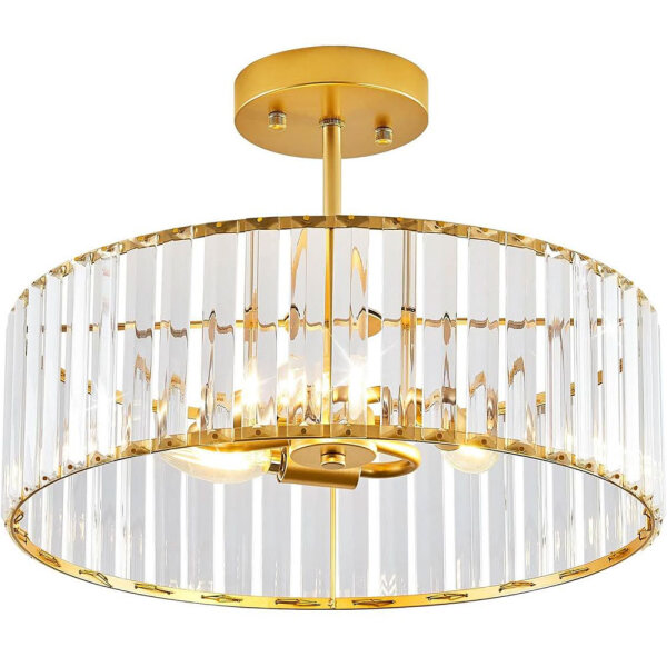 Qamra Gold Kristall Deckenleuchte 40CM Moderne Hängelampe für Wohnzimmer Flur Schlafzimmer Küche