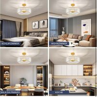 Qamra Gold Kristall Deckenleuchte 40CM Moderne Hängelampe für Wohnzimmer Flur Schlafzimmer Küche