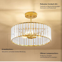 Qamra Gold Kristall Deckenleuchte 40CM Moderne Hängelampe für Wohnzimmer Flur Schlafzimmer Küche