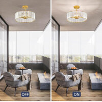 Qamra Gold Kristall Deckenleuchte 40CM Moderne Hängelampe für Wohnzimmer Flur Schlafzimmer Küche