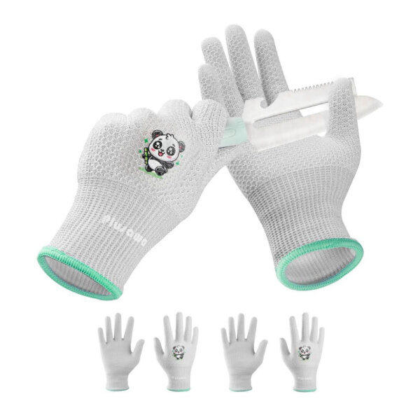 Plusawa Kinderschnittfeste Handschuhe, D-Klasse, Schnittschutz, flexibel, atmungsaktiv, ideal für Basteln, Gartenarbeit, 2er-Pack, Grau, S (4-6 Jahre)