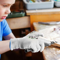 Plusawa Kinderschnittfeste Handschuhe, D-Klasse, Schnittschutz, flexibel, atmungsaktiv, ideal für Basteln, Gartenarbeit, 2er-Pack, Grau, S (4-6 Jahre)