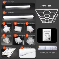 Kizirl Hexagonal LED Light, 534W, 60,000lm, 6500K, Daylight White, Ideal for Car Detailing and Washroom.