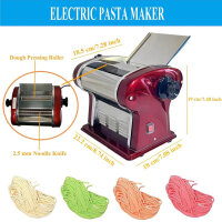 Electric pasta machine 135 W, powerful for home & business, 2.5 mm pasta blade, 5 kg/h, red, cover missing