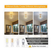 Rayofly Modern Crystal Ceiling Light, 8-Light, Dimmable, Gold, for Living Room, Bedroom, Dining Room, Kitchen, Hallway