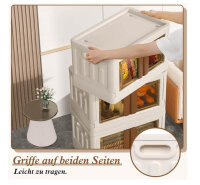 LAMPTOP storage basket set of 3, foldable, with lid & wheels, plastic, ideal for wardrobe and bedroom.