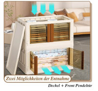 LAMPTOP storage basket set of 3, foldable, with lid & wheels, plastic, ideal for wardrobe and bedroom.