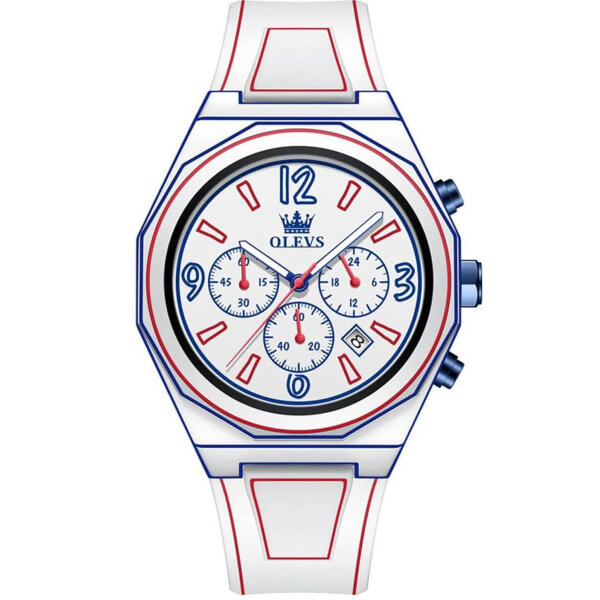 OLEVS Herrenarmbanduhr, Chronograph, Quarzwerk, Klassischer Comic-Stil, Datum, 3ATM wasserdicht