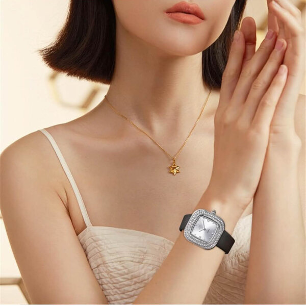 OLEVS womens watch, model no. not available, quartz, square dial, rose gold, waterproof, luminous, elegant.
