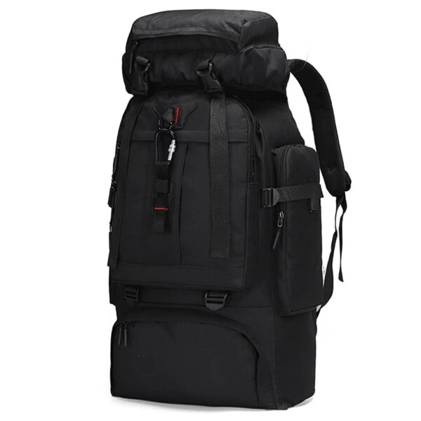80L backpack, multifunctional, men/women, ideal for hiking, traveling, camping, climbing, with laptop compartment, sporty and practical.