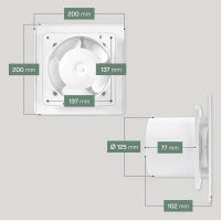 Wind Systems Electric Bathroom Window 125 mm Wall & Ceiling Mounted Silent Energy Efficient Fans for Home, Kitchen, Garage