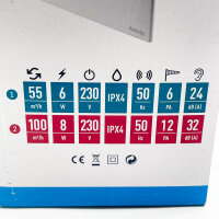 Wind Systems Electric Bathroom Window 125 mm - 2 Stages - Timer - Wall & Ceiling Mounted - Quiet - Energy Efficient