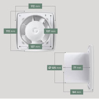 Wind Systems Bathroom Electric Window 100 mm White with Sensor Timer Ceiling Assembly Silencer Energy Efficient for Home Kitchen Garage