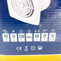 Wind Systems Bathroom Electric Window 100 mm White with Sensor Timer Ceiling Assembly Silencer Energy Efficient for Home Kitchen Garage