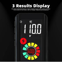 BSIDE Digitales Multimeter, wiederaufladbar, 3 Ergebnisse, 9999 Zählungen, Farb-LCD, V-Alert, Spannungsprüfer, Schwarz