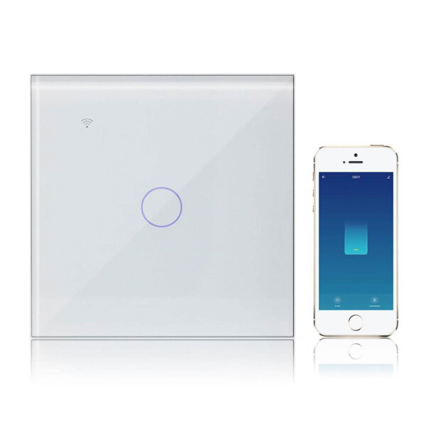 Ketotek Smart Wi-Fi Switch 1 Gang, kompatibel mit Alexa, Glas-Wandmontage, Smart Life/Tuya App Steuerung, Weiß