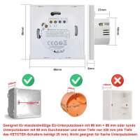 Ketotek Smart Wi-Fi Switch 1 Gang, kompatibel mit Alexa, Glas-Wandmontage, Smart Life/Tuya App Steuerung, Weiß