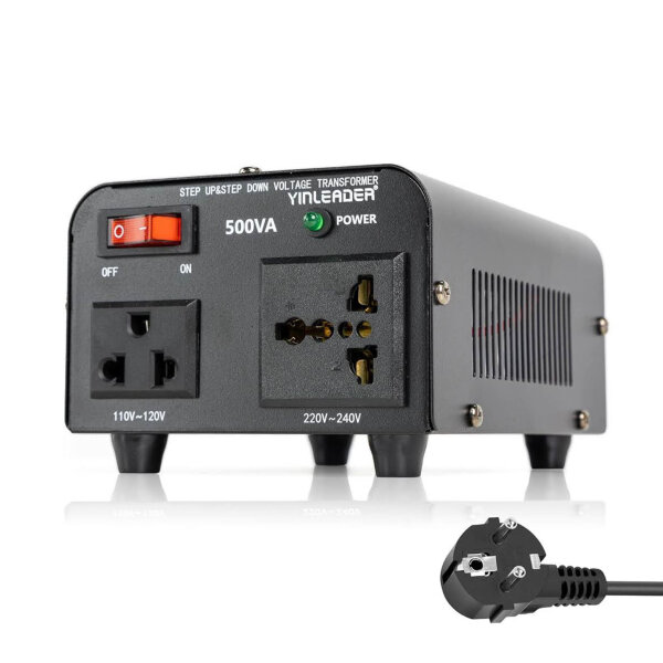 Yinleader USA Spannungstransformator 500 VA Spannungswandler 230 V bis 110 V/110 V bis 230 V vielseitig und kompakt