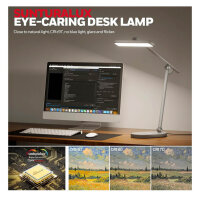 Honeywell H4 Sunturalux LED-Schreibtischlampe, dimmbar, 14W, 3 Farbmodi, 5 Helligkeitsstufen, Touch-Steuerung, Grau