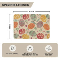 Eucalyptus Artoid Mode, 40 x 60 cm, Carpet, Flowers, Polka Dot Leaves, Easter Eggs, for Kitchen and Home Decoration