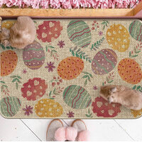 Eucalyptus Artoid Mode, 40 x 60 cm, Carpet, Flowers, Polka Dot Leaves, Easter Eggs, for Kitchen and Home Decoration