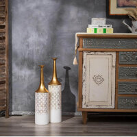 SZIQIQI Hochvase 66/60 cm Vintage Metall für Pampa Fake Blumen, schmaler Hals, ideal für Wohnzimmer und Flur