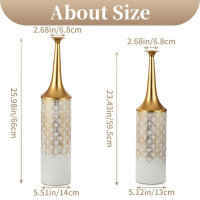 SZIQIQI Hochvase 66/60 cm Vintage Metall für Pampa Fake Blumen, schmaler Hals, ideal für Wohnzimmer und Flur