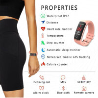 MicLee Fitness Armband Smartwatch IP67, 0.96 Zoll, Pulsmesser, Schrittzähler, für iOS/Android, wasserdicht, Sportuhr