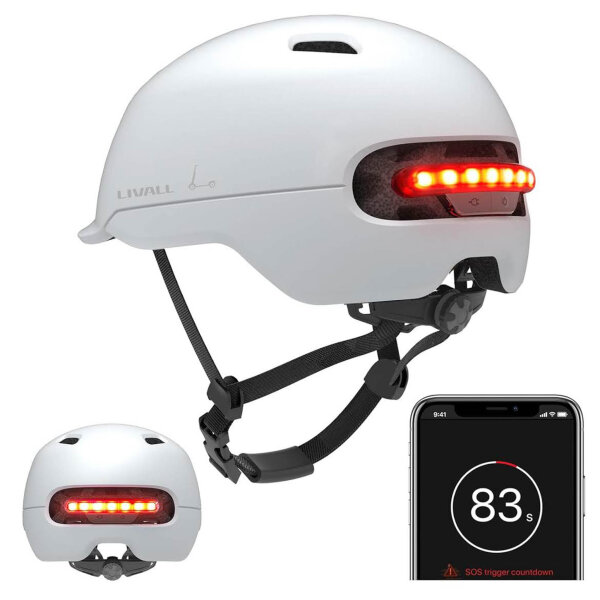 LIVALL Smart Cityhelm M, Fahrradhelm, mit Auto-Sensor-LED Rücklicht, Blinker, einstellbare Größe für Pendler.