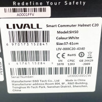 LIVALL Smart Cityhelm M, Fahrradhelm, mit Auto-Sensor-LED Rücklicht, Blinker, einstellbare Größe für Pendler.