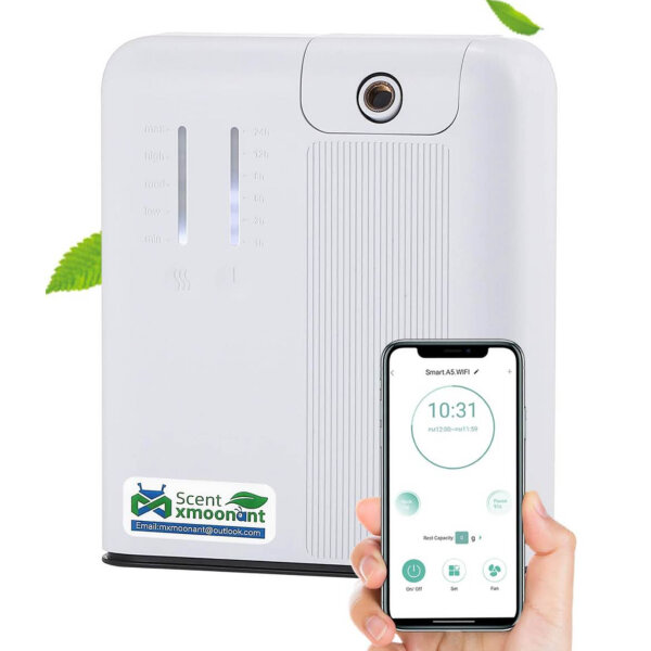 Mxmoonant Kaltvernebelung Aroma Diffuser, 300ml, für ätherische Öle, 300-500m³, App-Steuerung, Timer, ideal für große Räume.