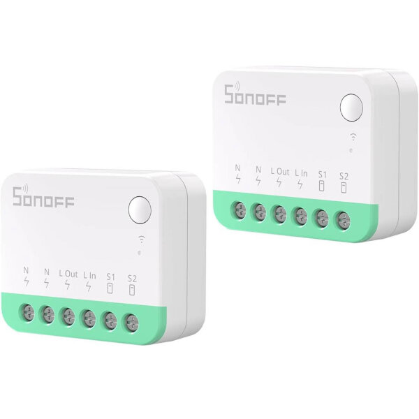 SONOFF MINIR4M, WiFi light switch, 2 pieces, 2 ways, supports Matter, compatible with Apple Home, Alexa, Google Home, eWeLink app.