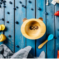 Biozoyg Panda Bear Set, bamboo bowl, bowls with suction cup, spoon, ideal for children, cereal bowl, sustainable.