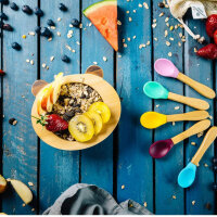 Biozoyg Panda Bear Set, bamboo bowl, bowls with suction cup, spoon, ideal for children, cereal bowl, sustainable.